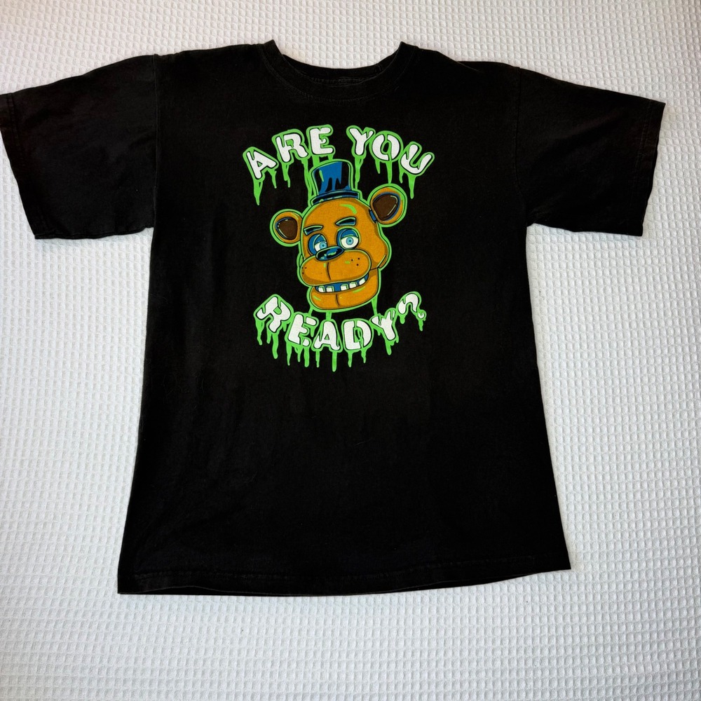 Five‎ Nights at Freddys FNAF Kids XL Black Graphic T-Shirt Are You Ready Freddy